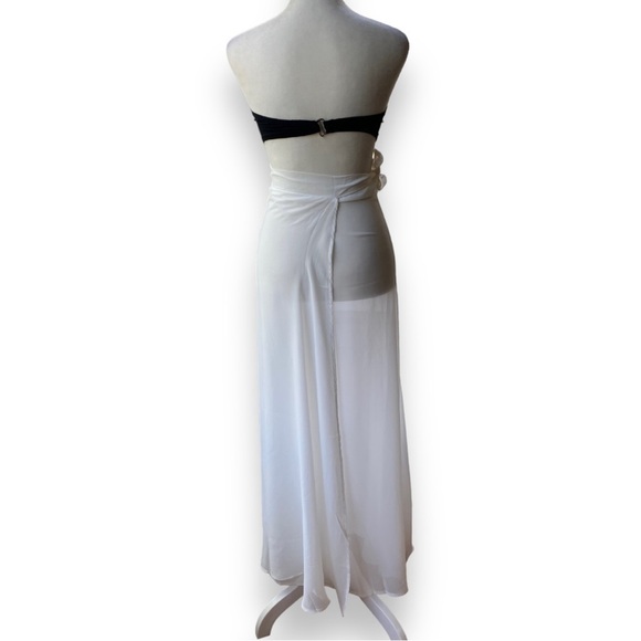 NEW White Chiffon Tie Maxi Skirt Swim Cover Size Extra Large - Picture 5 of 12